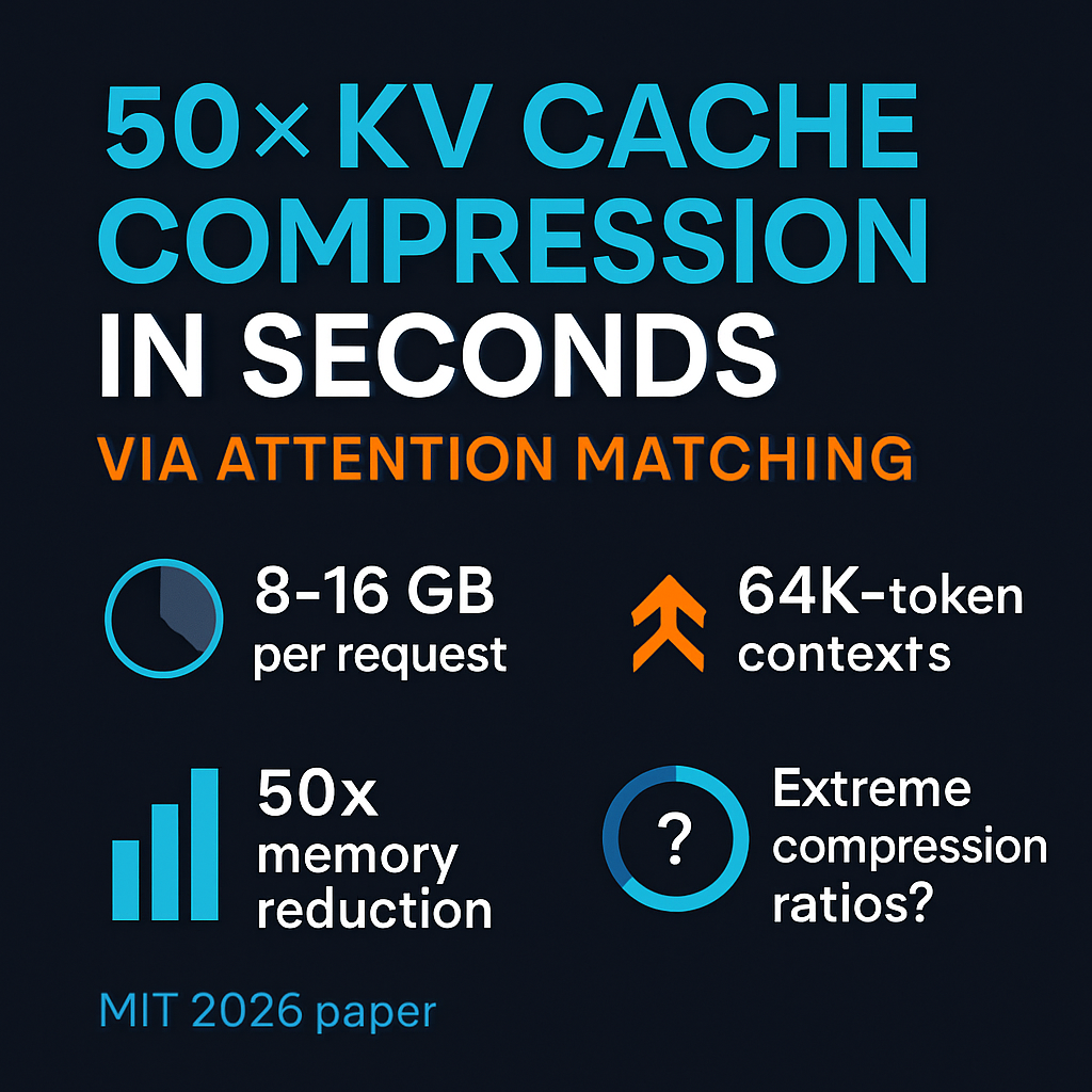 50x KV Cache Compression in Seconds via Attention Matching