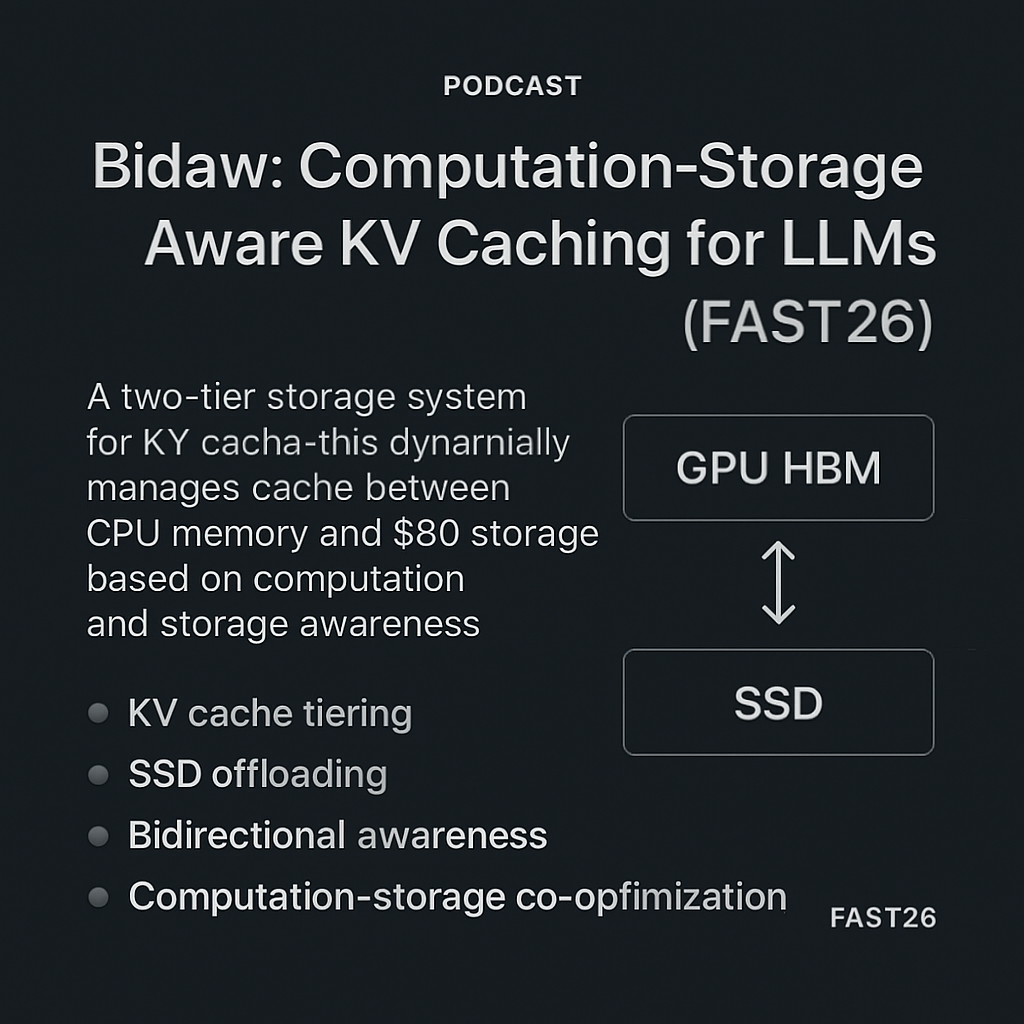 Bidaw: Computation-Storage Aware KV Caching for LLMs