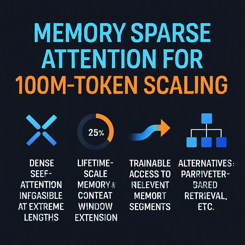 Memory Sparse Attention for 100M-Token Scaling