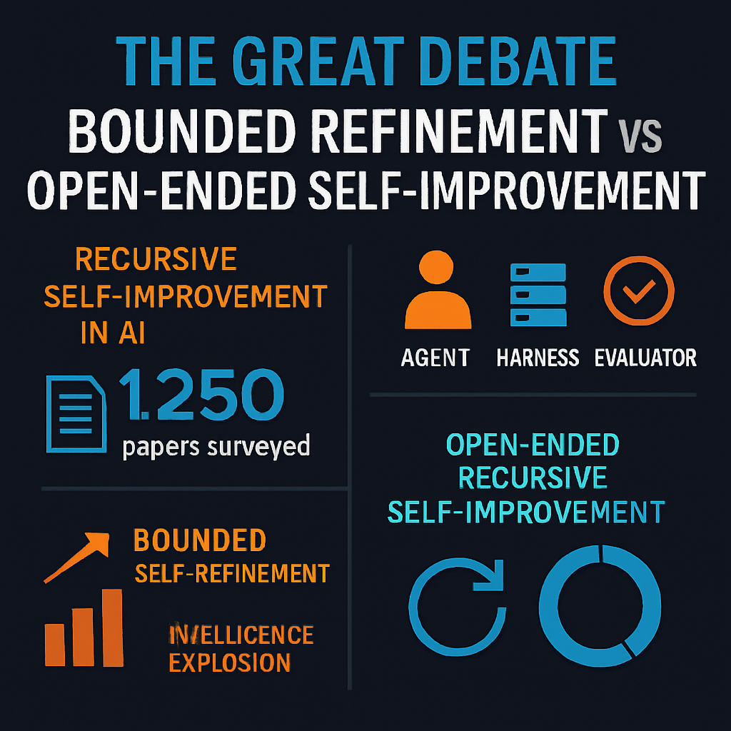 The Great Debate: Bounded Refinement vs Open-Ended Self-Improvement
