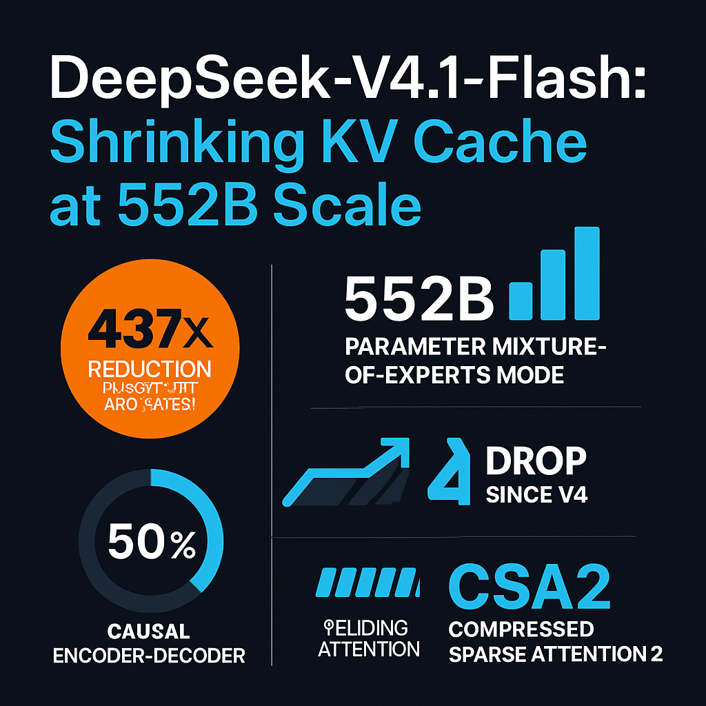 DeepSeek-V4.1-Flash: Shrinking KV Cache at 552B Scale