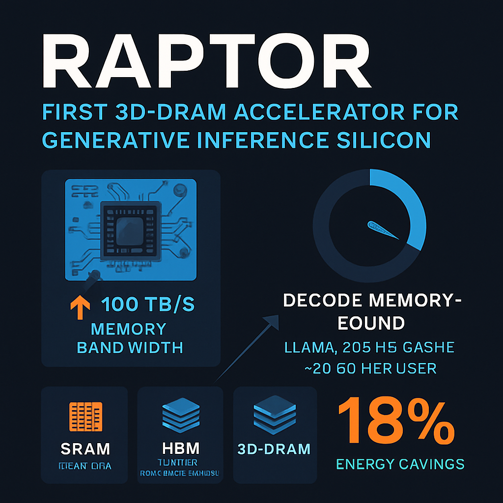 Raptor: First 3D-DRAM Accelerator for Generative Inference Silicon
