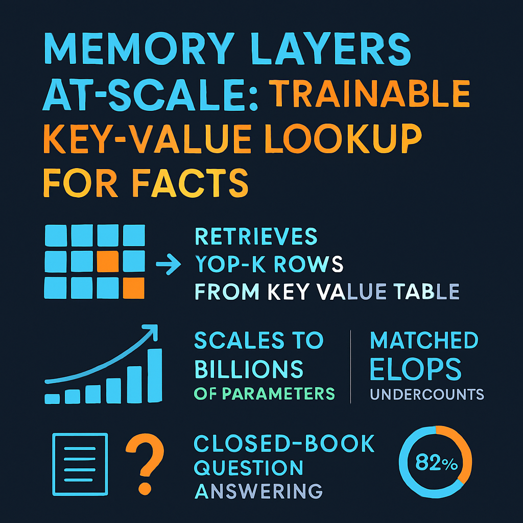 Memory Layers at Scale: Trainable Key-Value Lookup for Facts