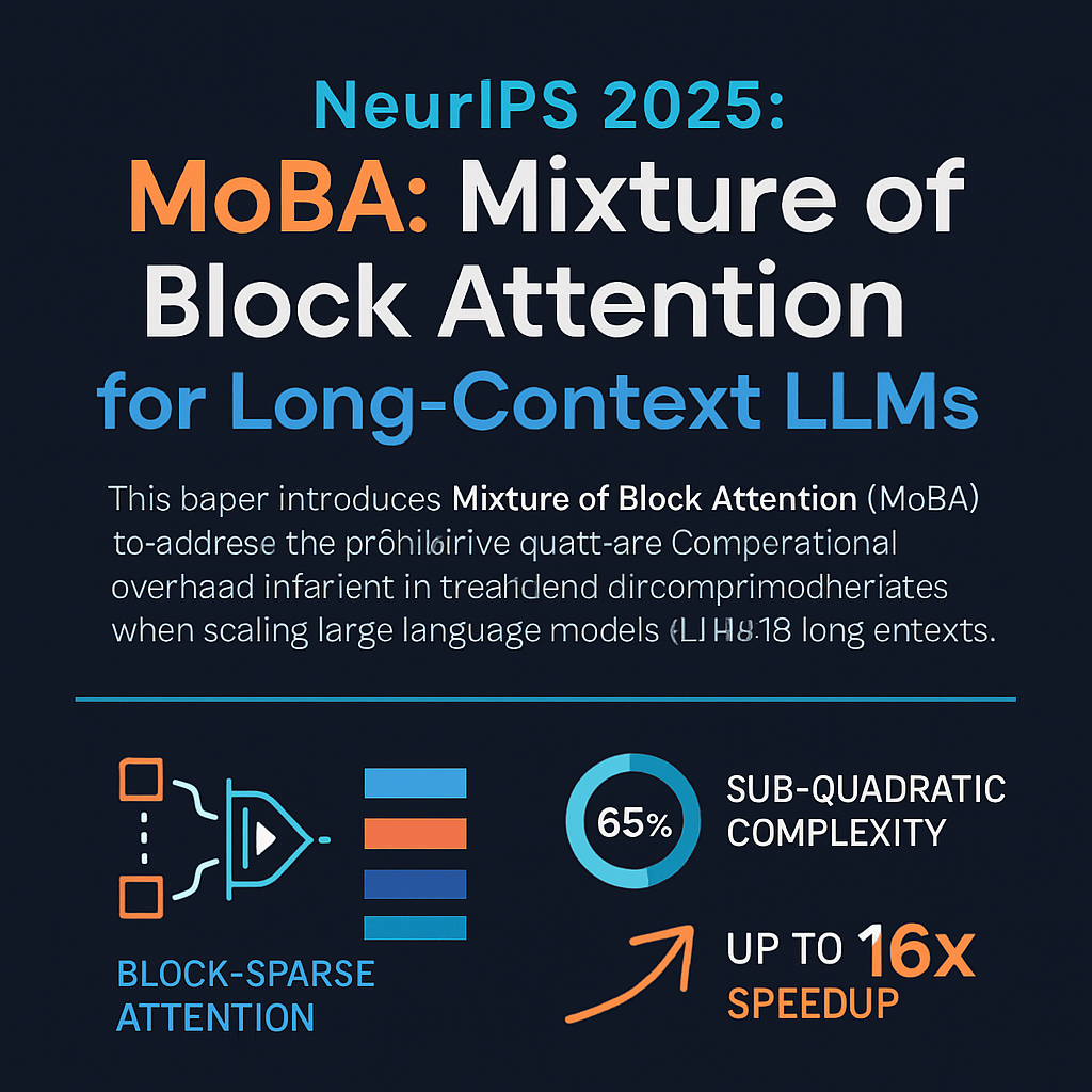 NeurIPS 2025: MoBA: Mixture of Block Attention for Long-Context LLMs
